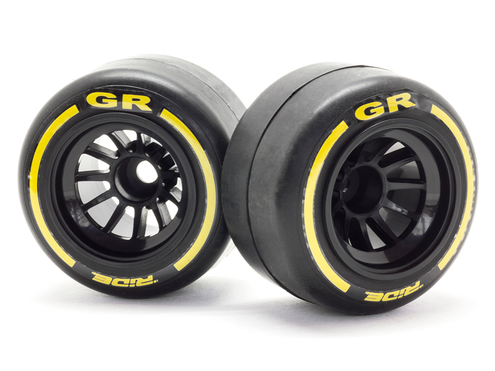 GR F-1 Tire (Rear/Pre-Glued) High-Grip Belted Formula-1 (Tire decal included) (2pcs)