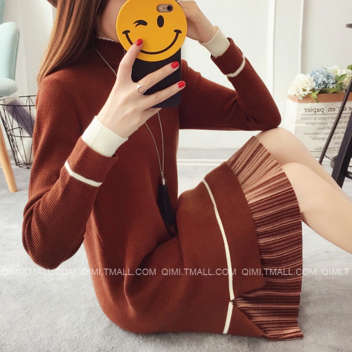 พรีออเดอร์ - เดรสไหมพรม Pre - DT110 (สีน้ำตาล)