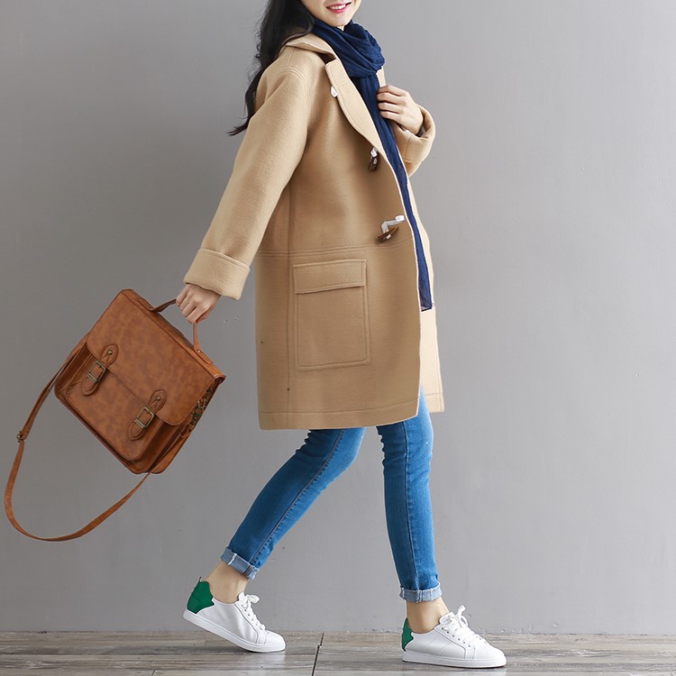 พร้อมส่ง - เสื้อโค้ทผ้าวูล CT164 (สีน้ำตาล)