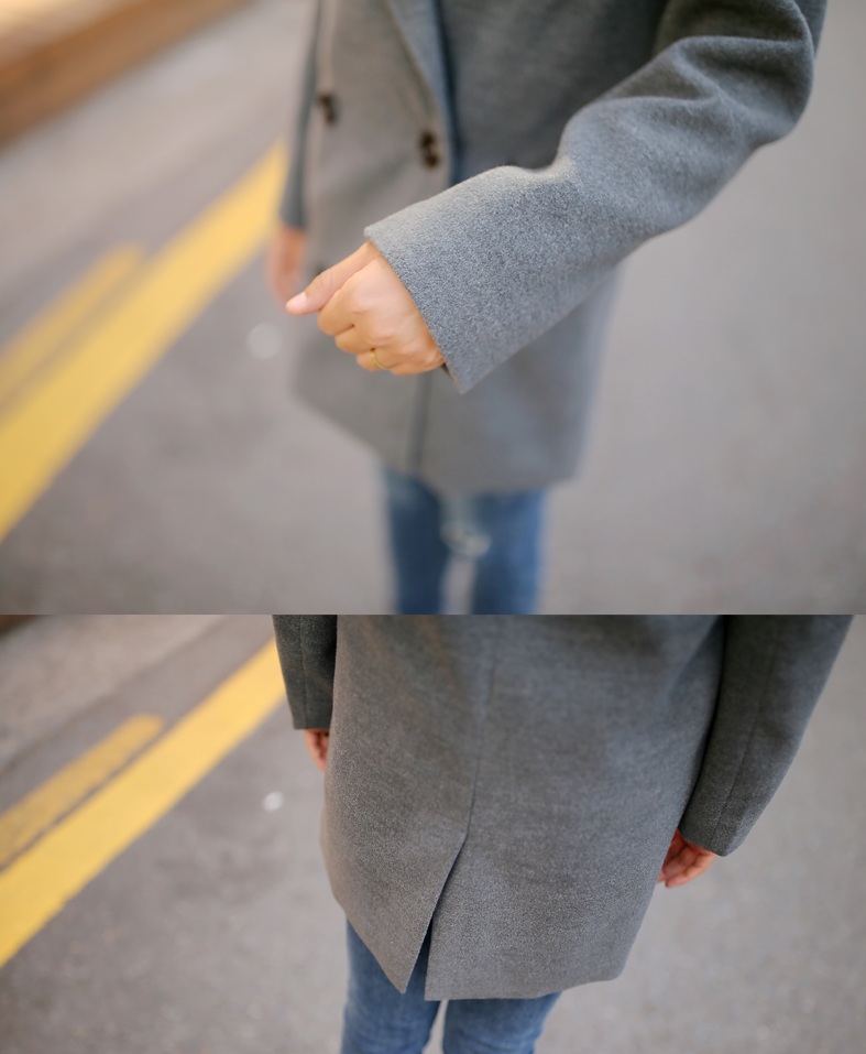 พรีออเดอร์ - เสื้อโค้ทผ้าวูลกันหนาว Pre - CT630 (สีเทา)