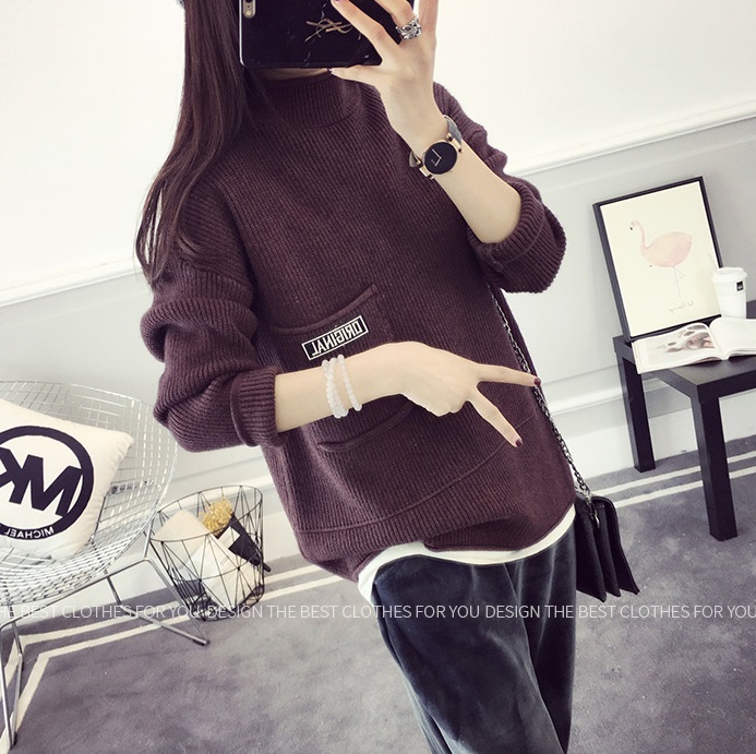 พรีออเดอร์ - เสื้อไหมพรมแขนยาวทรงหลวม Pre- ST756 (สีม่วงเข้ม)