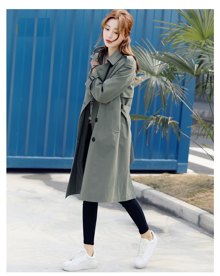 พร้อมส่ง - Trench Coat เสื้อโค้ททรงยาว CT211 (สีเขียว)