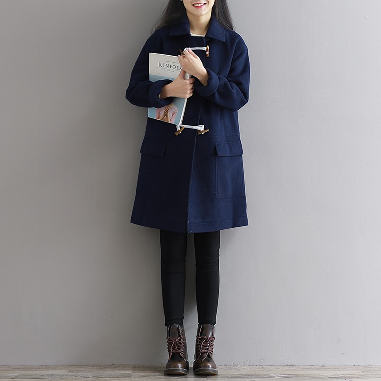 พร้อมส่ง - เสื้อโค้ทผ้าวูล CT163 (สีกรม)