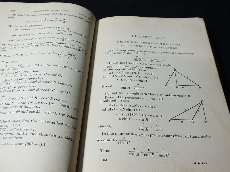 ELEMENTARY TRIGONOMETRY and KEY TO HALL & KNIGHT'S ELEMENTARY TRIGONOMETRY ปกแข็ง 2 เล่ม ปี 1960