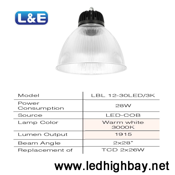 โคมไฮเบย์ LED L&E 28w