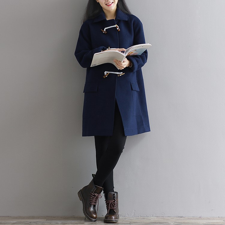 พร้อมส่ง - เสื้อโค้ทผ้าวูล CT163 (สีกรม)