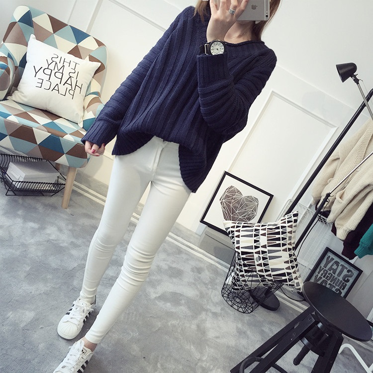 พรีออเดอร์ - เสื้อไหมพรมแฟชั่นทรงหลวม Pre - ST767 (สีน้ำเงิน)