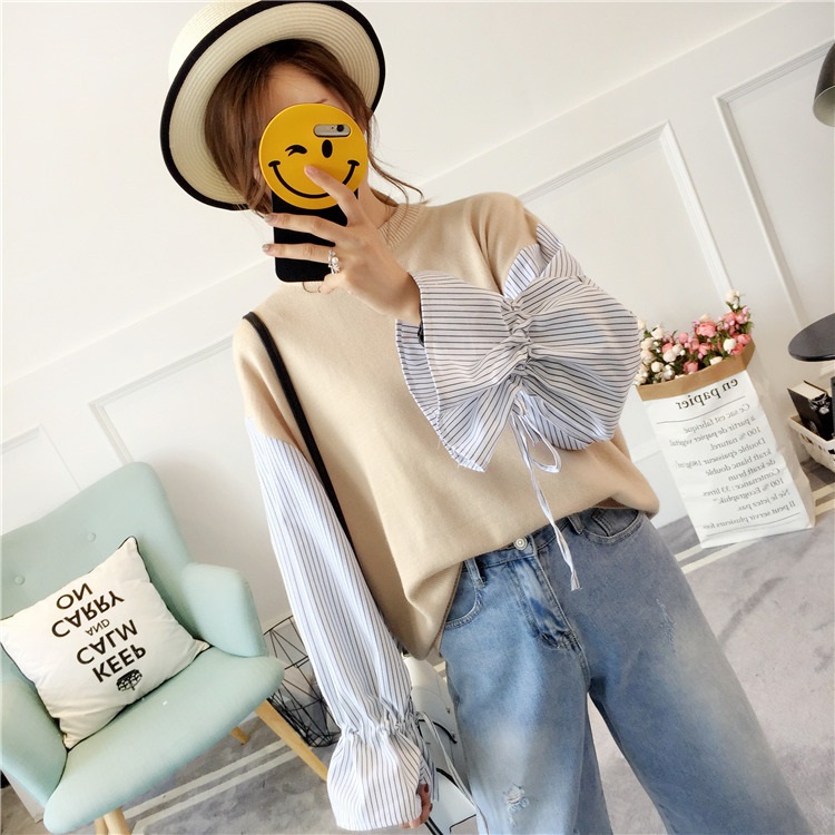 พร้อมส่ง - เสื้อไหมพรมแฟชั่น ST178 (สีครีม)