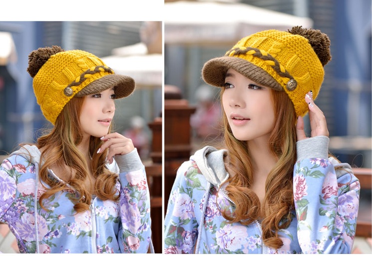 พรีออเดอร์ - หมวกไหมพรม Pre - HT613 (สีเหลือง)