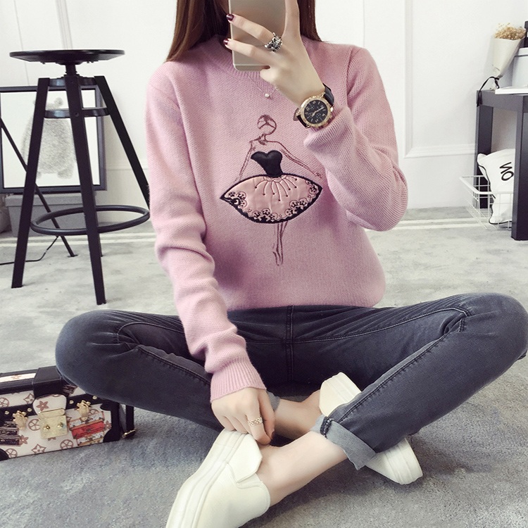 พรีออเดอร์ - เสื้อไหมพรมแฟชั่นลายการ์ตูน Pre- ST721 (สีชมพู)