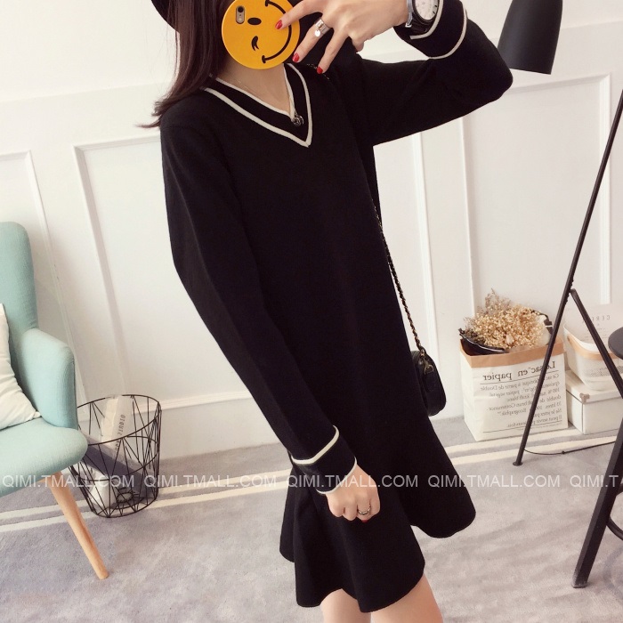 พรีออเดอร์ - เดรสไหมพรม Pre - DT147 (สีดำ)