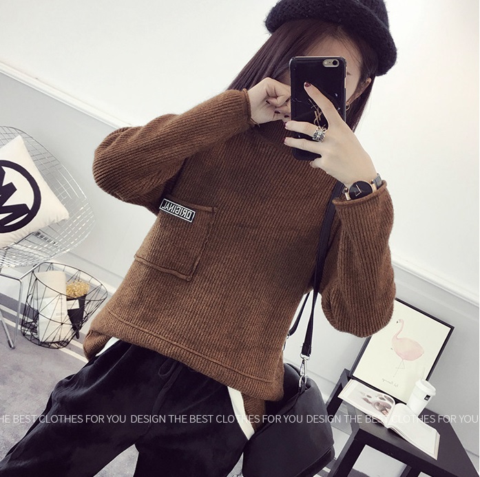 พรีออเดอร์ - เสื้อไหมพรมแขนยาวทรงหลวม Pre- ST758 (สีน้ำตาล)