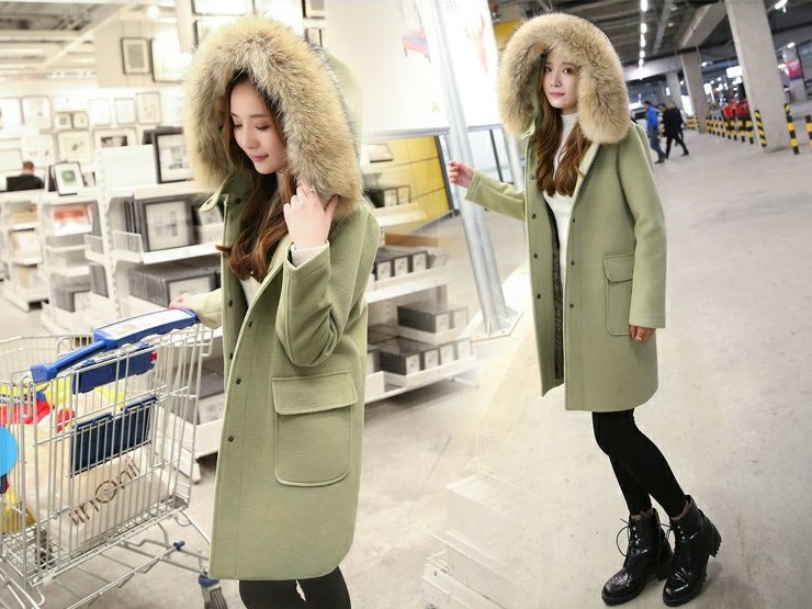 พร้อมส่ง - เสื้อโค้ทผ้าวูลกันหนาว CT173 (สีเขียว)