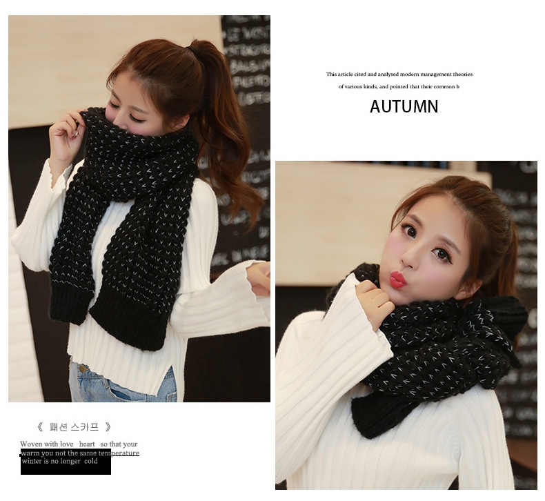 พร้อมส่ง - ผ้าพันคอไหมพรมกันหนาว NC113 (สีดำ)