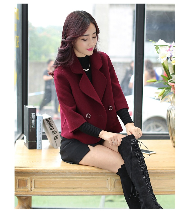 พรีออเดอร์ - เสื้อโค้ทผ้าวูลกันหนาว Pre - CT683 (สีแดงไวน์)