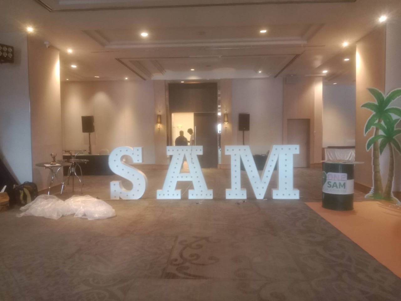 งานผลิตติดตั้ง ป้ายอักษรเช่าไฟปิงปอง SAM อักษรสูง 120 cm