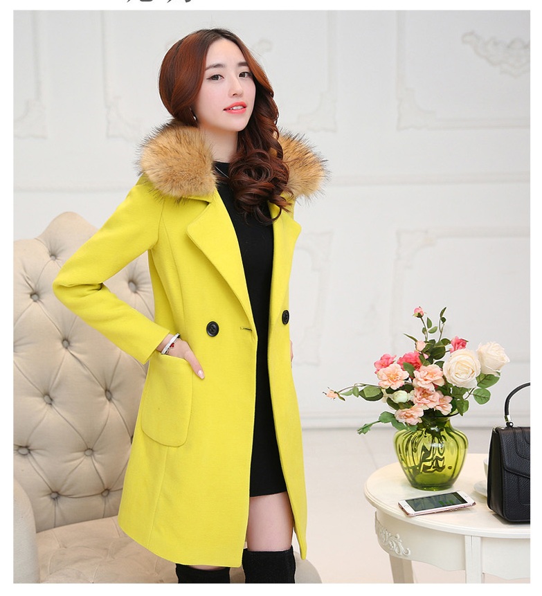 พรีออเดอร์ - เสื้อโค้ทผ้าวูลกันหนาว Pre - CT682 (สีเหลือง)