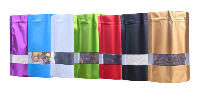 ถุงฟอยล์ซิปล็อคตั้งได้ - ฟอยล์สี หน้าต่างสี่เหลี่ยมใส (เมทัลไลท์)