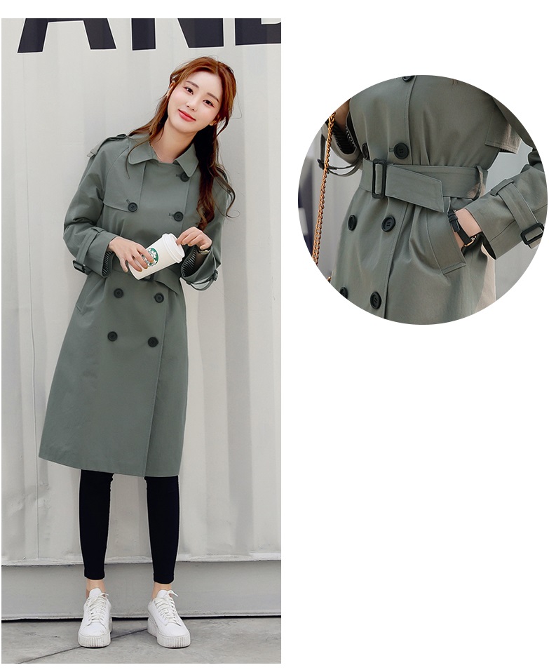 พร้อมส่ง - Trench Coat เสื้อโค้ททรงยาว CT211 (สีเขียว)