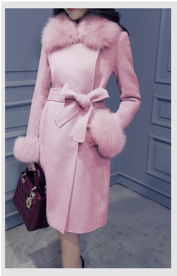 พรีออเดอร์ - เสื้อโค้ทผ้าวูลกันหนาว Pre - CT767 (สีชมพู)