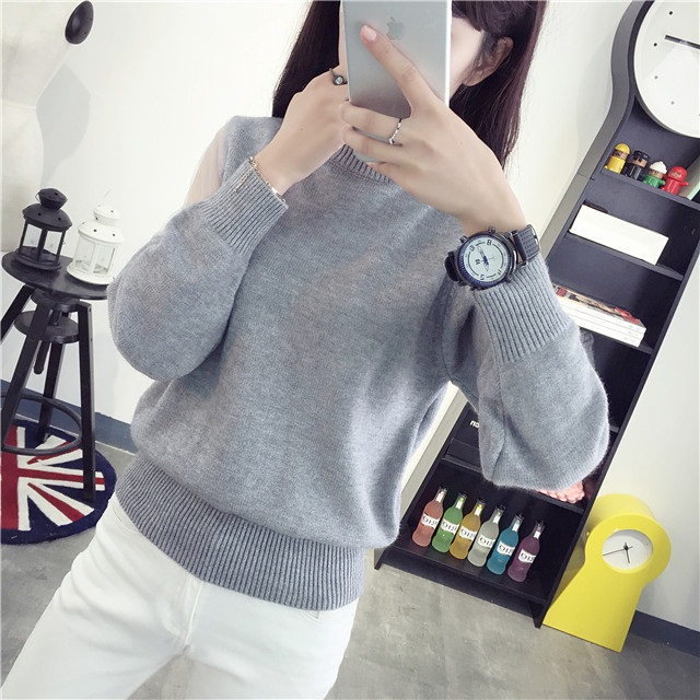 พรีออเดอร์ - เสื้อไหมพรมแฟชั่นแขนยาว Pre - ST665 (สีเทา)