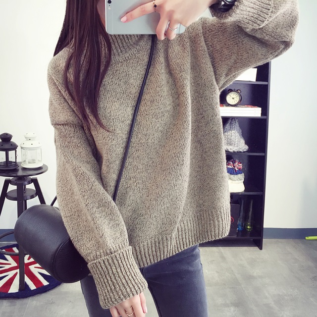 พร้อมส่ง - เสื้อไหมพรมแฟชั่นแขนยาว ST660 (สีกากี)