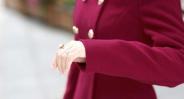 พรีออเดอร์ - เสื้อโค้ทผ้าวูลกันหนาว Pre - CT663 (สีแดงไวน์)