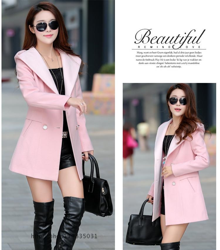 พรีออเดอร์ - เสื้อโค้ทผ้าวูลกันหนาว Pre - CT714 (สีชมพู)