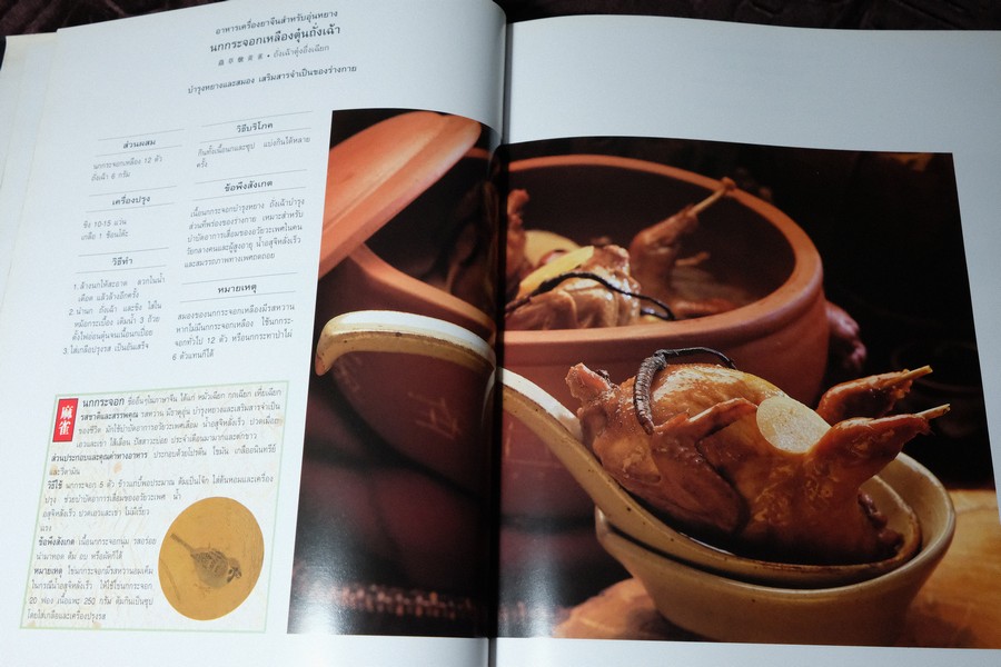 อาหารเครื่องยาจีน หลักโภชนาการ พร้อมสูตรอาหารอายุวัฒนะ ปกเเข็ง ปี 2541