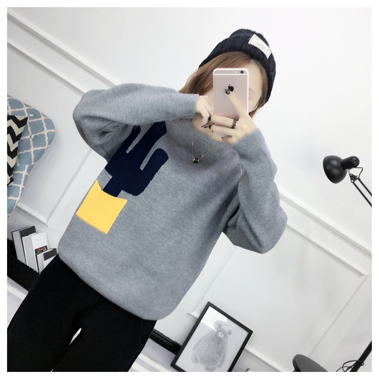พรีออเดอร์ - เสื้อไหมพรมแฟชั่นแขนยาว Pre - ST770 (สีเทา)