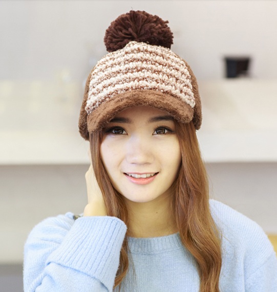 พรีออเดอร์ - หมวกแก๊ปไหมพรม Pre - HT624 (สีน้ำตาล)