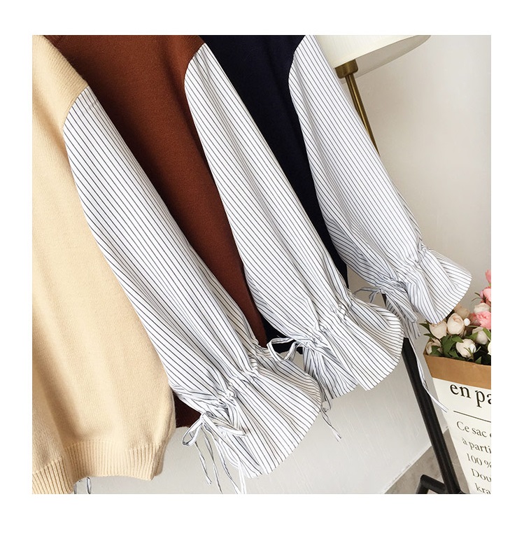 พร้อมส่ง - เสื้อไหมพรมแฟชั่น ST177 (สีน้ำตาล)