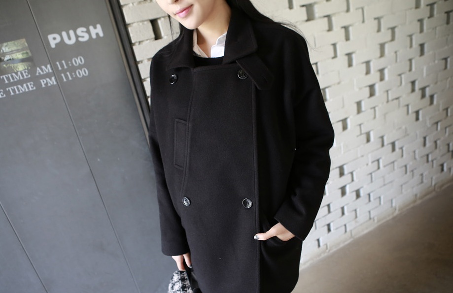 พรีออเดอร์ - เสื้อโค้ทผ้าวูลกันหนาว Pre - CT611 (สีดำ)