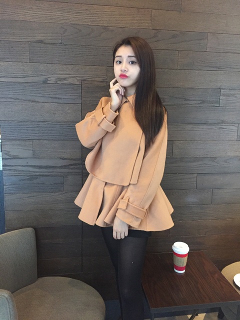 พรีออเดอร์ - เสื้อโค้ทผ้าวูลกันหนาว Pre - CT685 (สีน้ำตาล)