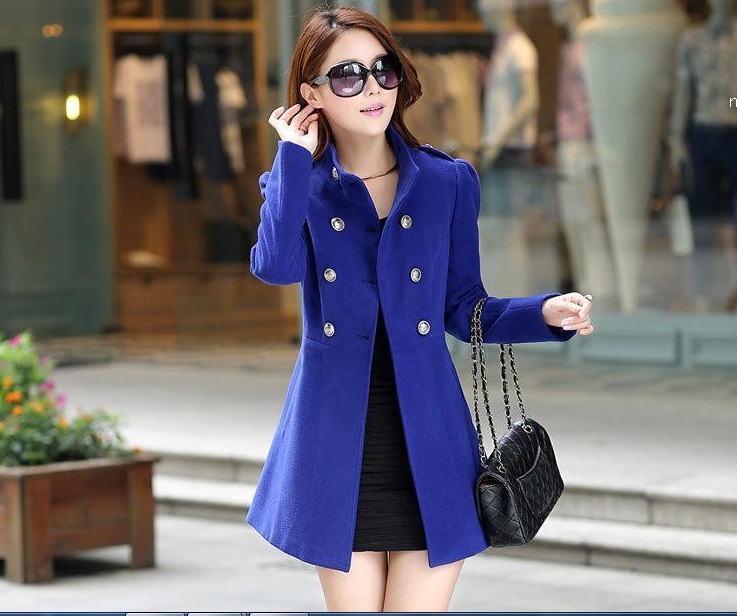 พรีออเดอร์ - เสื้อโค้ทผ้าวูลกันหนาว Pre - CT664 (สีน้ำเงิน)