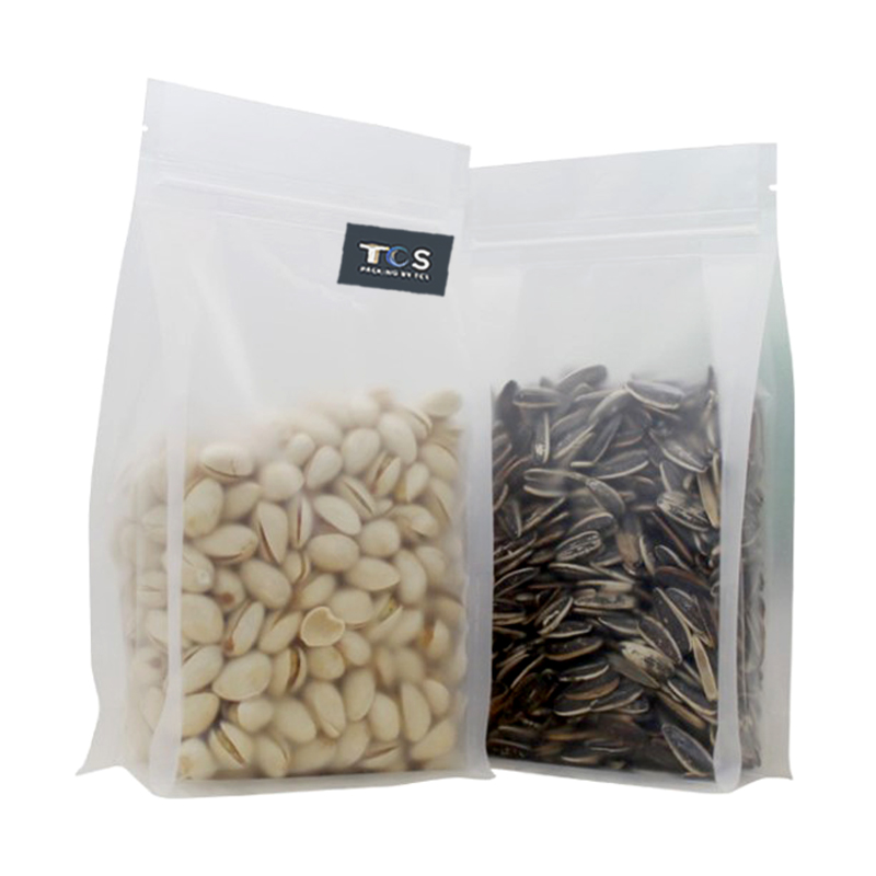 ถุงซิปล็อคตั้งได้ เนื้อพลาสติกขุ่น พับข้าง ฐานเรียบ