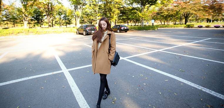 พรีออเดอร์ - เสื้อโค้ทผ้าวูลกันหนาว Pre - CT635 (สีน้ำตาล)