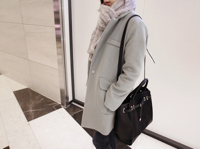 พร้อมส่ง - เสื้อโค้ทผ้าวูล CT171 (สีเทา)