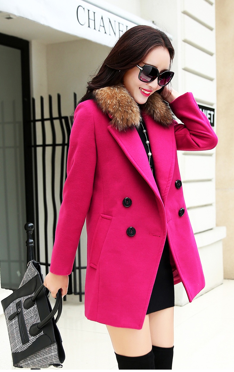 พร้อมส่ง - เสื้อโค้ทผ้าวูลกันหนาว CT162 (สีบานเย็น)