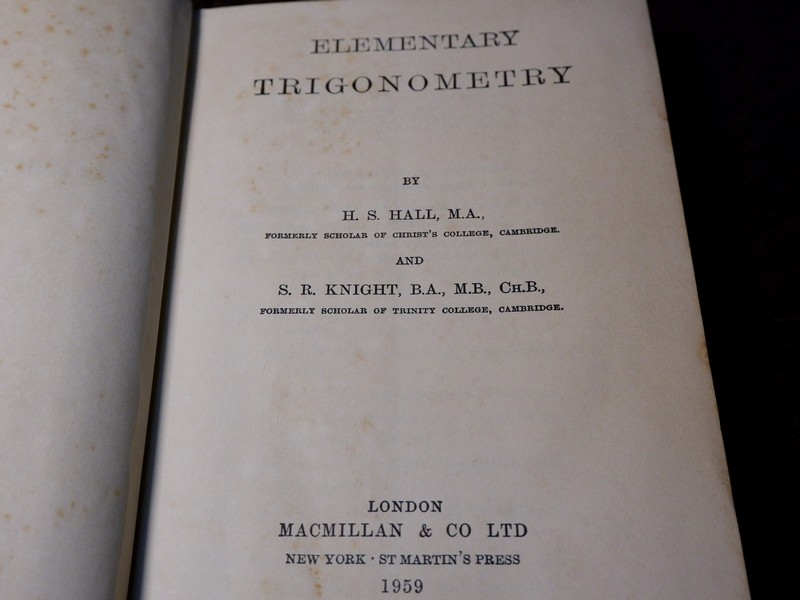 Elementary Trigonometry by HALL & KNIGHT ปกแข็ง ปี 1959