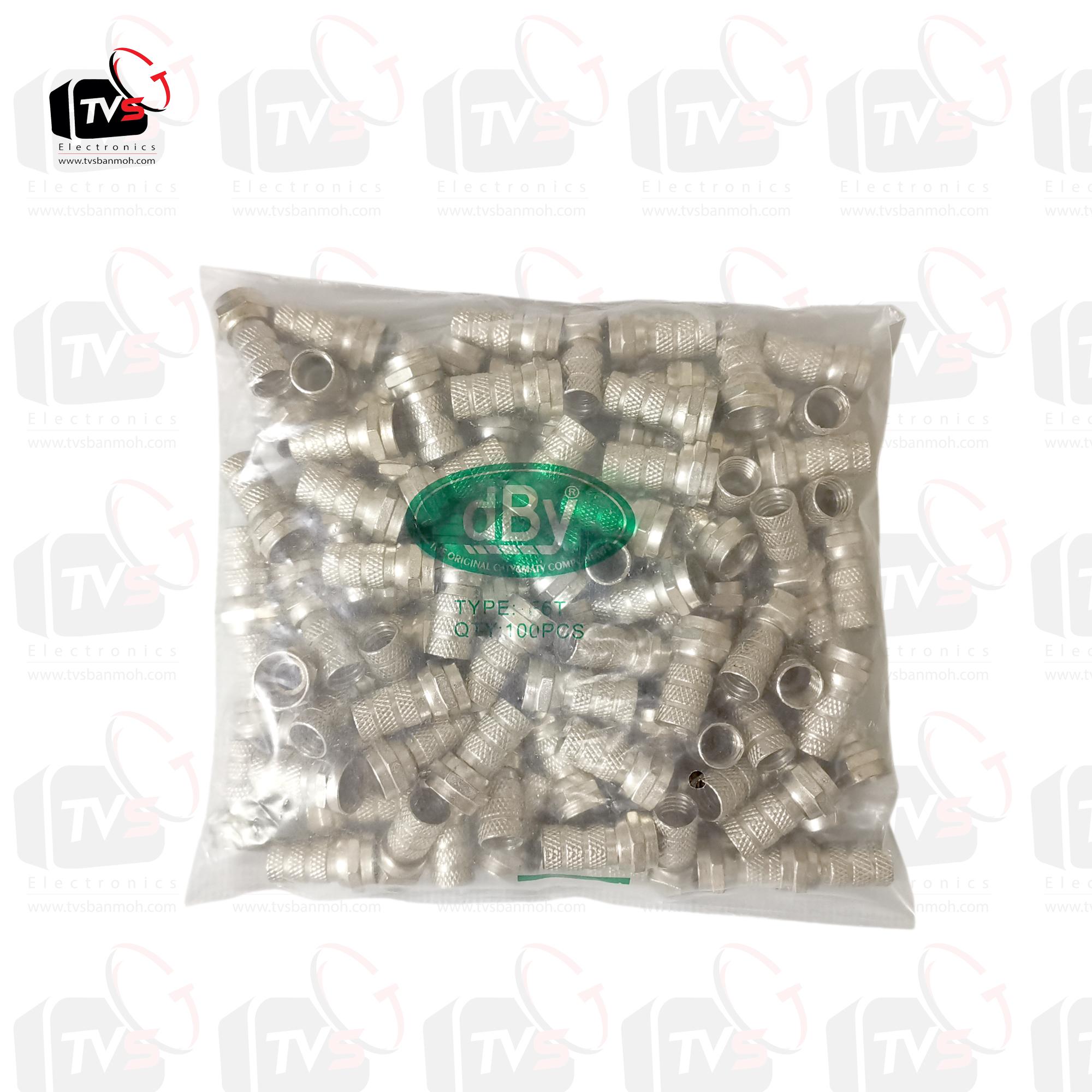 แจ็ค F-TYPE สำหรับสาย coaxial RG-6 แบบหมุนเกลียว 1ถุง (100ชิ้น)