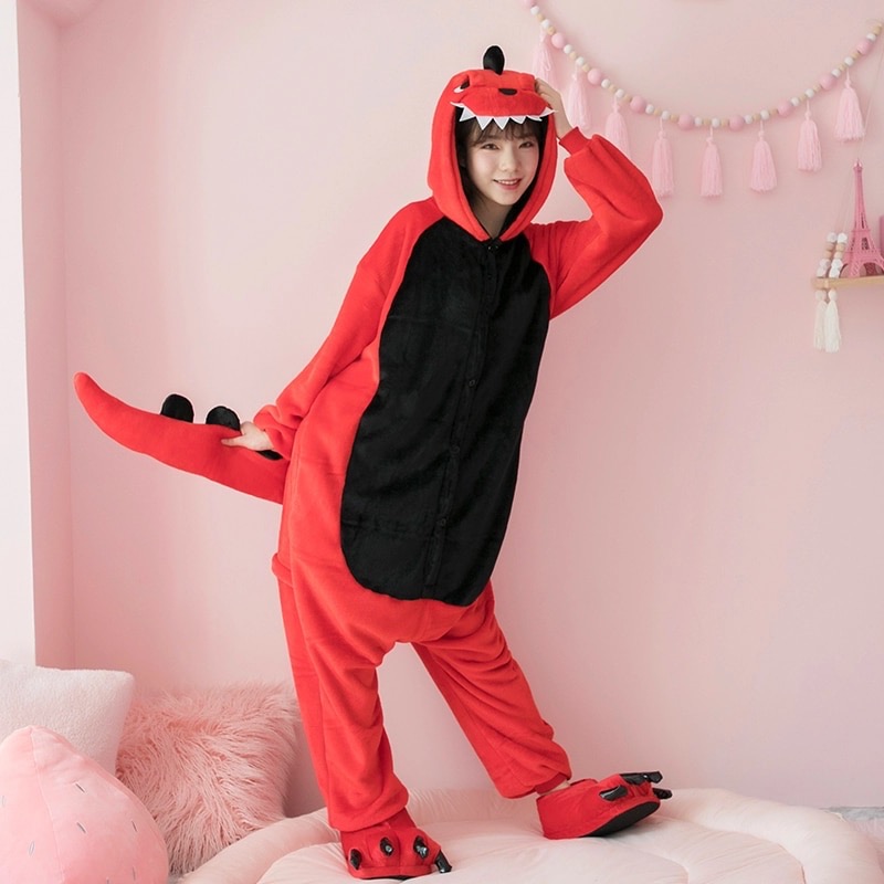 ชุดนอนมาสคอต แฟนซี ผู้ใหญ่ ไดโนเสาร์ /ก็อตซิลล่าเเดง