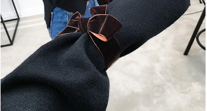 พร้อมส่ง - เสื้อไหมพรมแขนยาว ST193 (สีดำ)