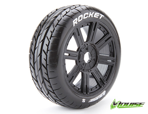 B-Rocket Tires (Soft Compound), Mounted on Black Spoke Rim (2Pcs.)