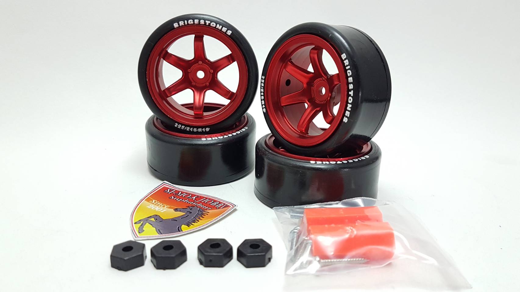 แม็กซ์ 6 ก้าน TE37 (แดง)+ยางดริฟ (6mm Offset)