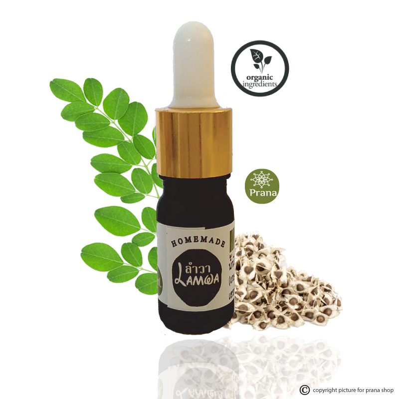 [ผิวแห้ง สิวอักเสบ] สกัดเพียงครั้งเดียว-ออร์แกนิค น้ำมันมะรุมบริสุทธิ์สกัดเย็น 100% Organic Moringa Oil 5ml.