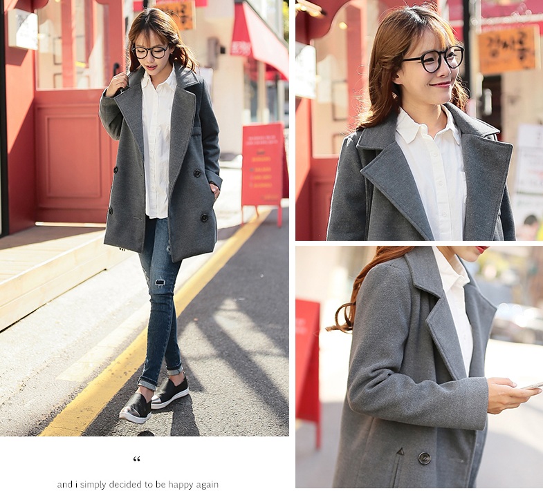 พรีออเดอร์ - เสื้อโค้ทผ้าวูลกันหนาว Pre - CT630 (สีเทา)