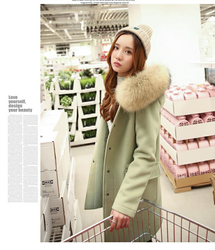 พร้อมส่ง - เสื้อโค้ทผ้าวูลกันหนาว CT173 (สีเขียว)