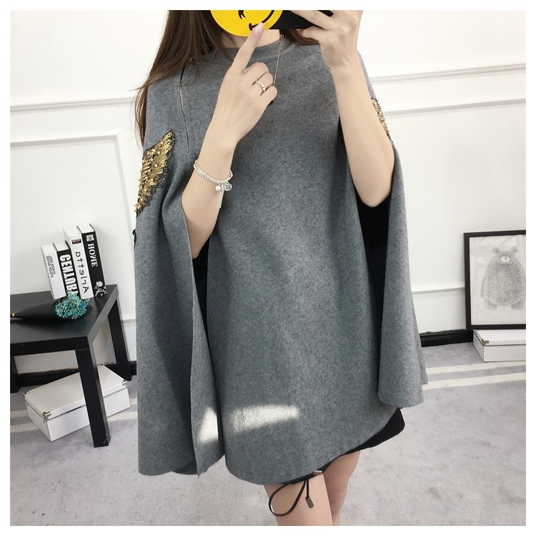 พรีออเดอร์ - เสื้อไหมพรมแฟชั่นกึ่งเสื้อคลุม Pre - ST763 (สีเทา)