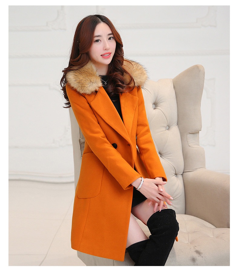 พรีออเดอร์ - เสื้อโค้ทผ้าวูลกันหนาว Pre - CT680 (สีส้มอิฐ)